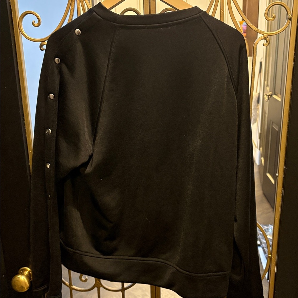 Alexander Wang Black Crewneck Sweater with Snap-Button Sleeve nwt cold sleeve - Picture 8 of 8